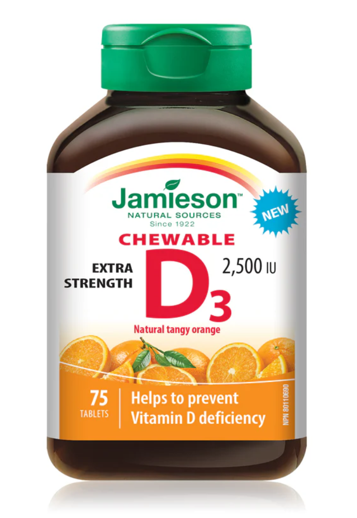 Jamieson Vitamin D3 2500IU Chewables (75 tablets)