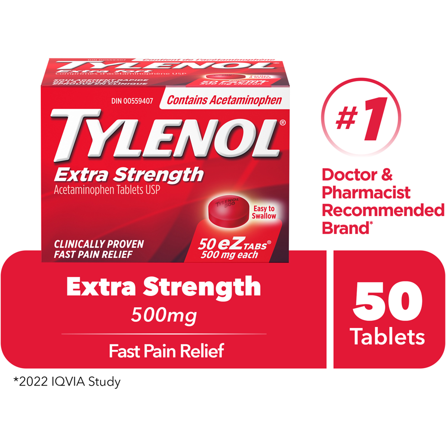 Tylenol Extra Strength 500mg Ez Tabs (50 tablets)